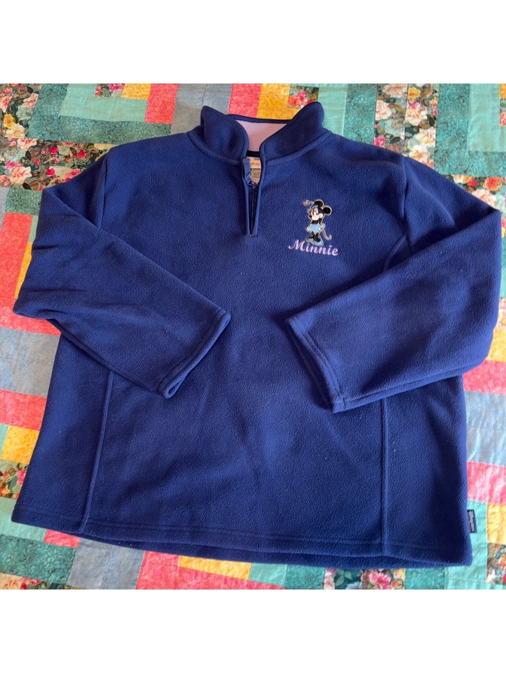 Disney Store Minnie Mouse Woman’s L Navy Blue Fleece Pullover Sweatshirt - Picture 2 of 8